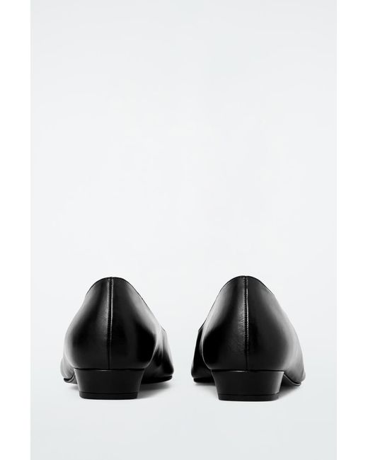 COS Black Square-Toe Leather Court Shoes