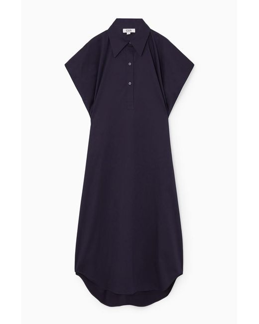 COS Blue Oversized-hemdblusenkleid In Midilänge