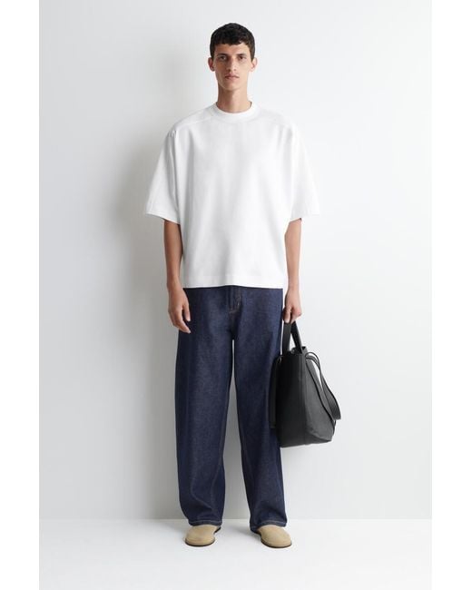 COS White Oversized Interlock Cotton T-Shirt for men