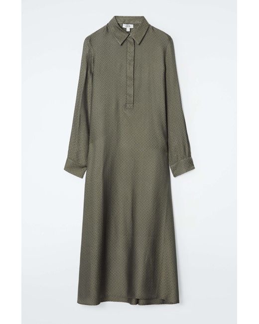 COS Green Herringbone Maxi Shirt Dress