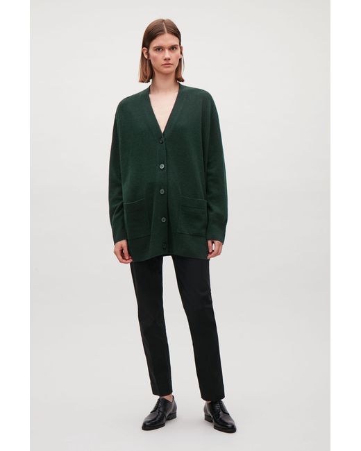 COS Green Speckled Oversized Wool Cardigan