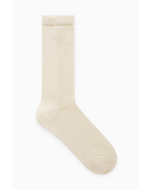 COS White Pointelle Silk-blend Ankle Socks