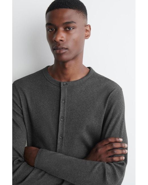 COS Gray Slim Ribbed Cotton Cardigan for men