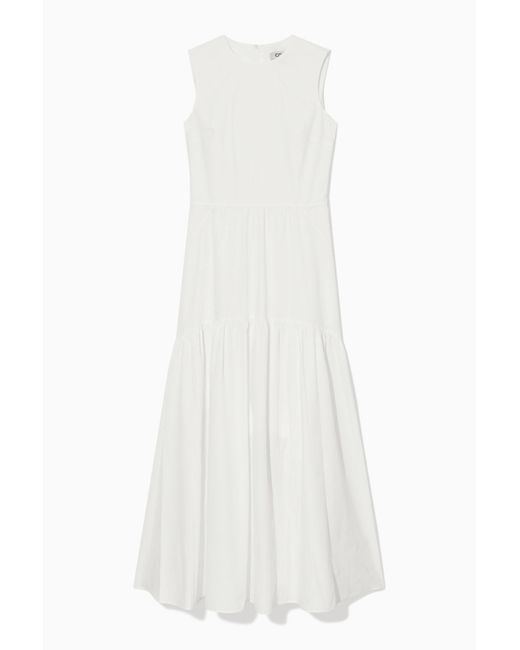 COS White Open-back Tiered Dress
