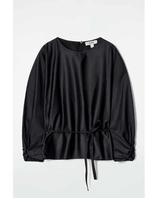 COS Black Drawstring Peplum Blouse