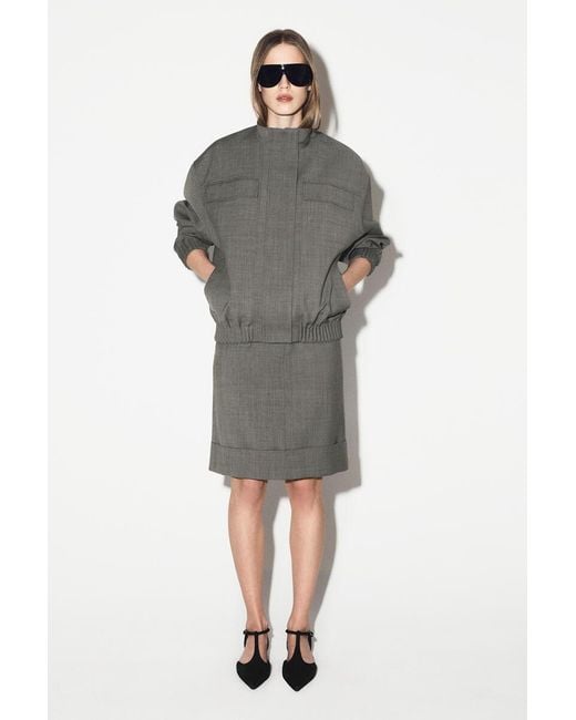 COS Gray Turn-Up Wool-Blend Pencil Skirt