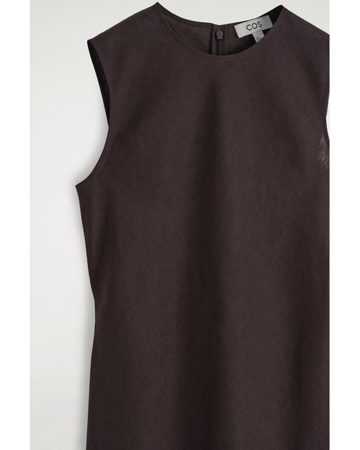 COS Black Bias-Cut Linen-Blend Midi Dress