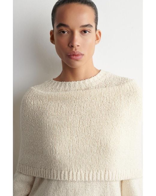 COS Natural Layered Shawl Merino-Cashmere Sweater