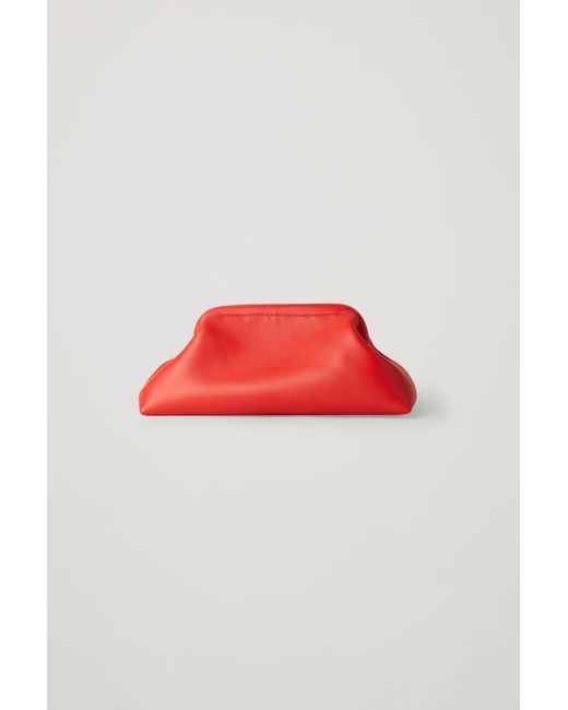 COS Red Large Leather Clutch Bag
