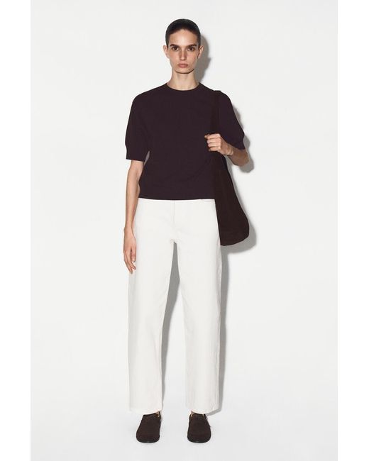 COS Brown Knitted Cotton T-Shirt