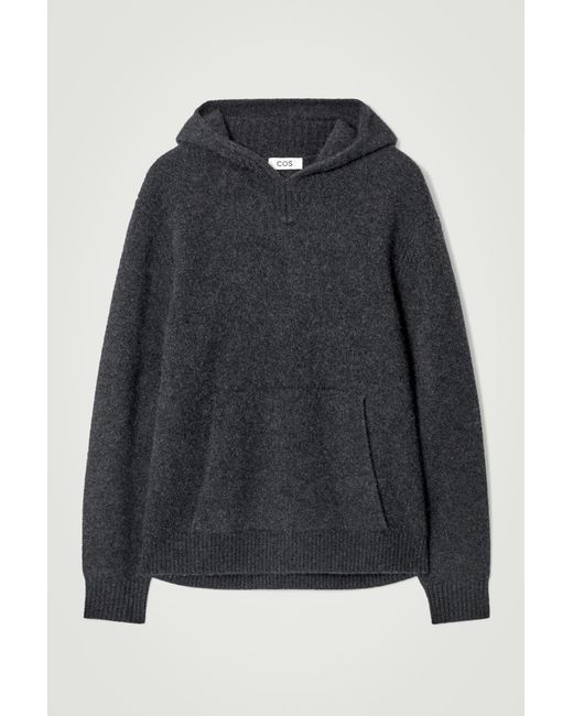 COS Black Boiled-cashmere Hoodie for men