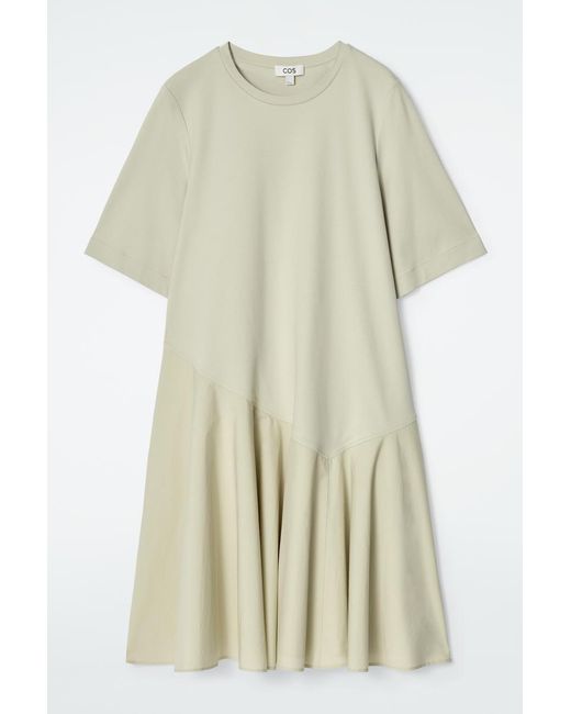 COS Natural Asymmetric Mini T-Shirt Dress