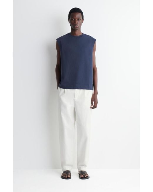 COS Blue Relaxed Cotton-Crepe Tank Top for men
