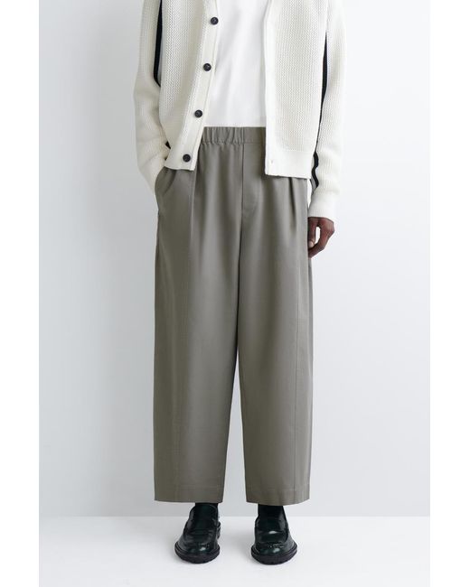 COS Gray Cotton Cropped Barrel-Leg Pants for men