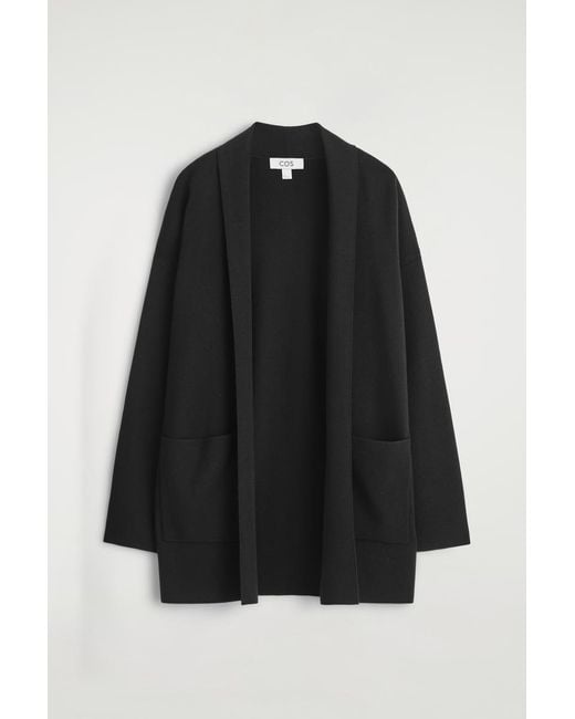 COS Black Strickjacke Aus Merinowolle Mit Drapiertem Kragen