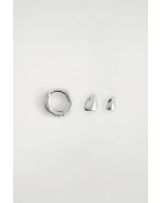 COS Multicolor 3-Pack Hammered Earrings for men