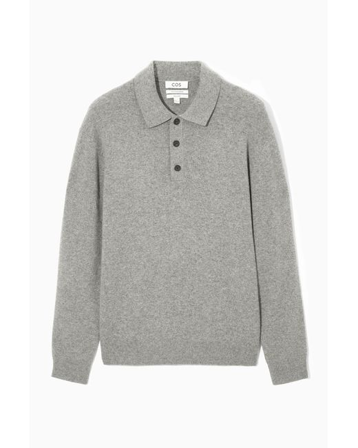 COS Gray Pure Cashmere Polo Shirt for men