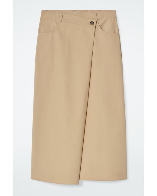 COS Natural Asymmetric Cotton Midi Skirt