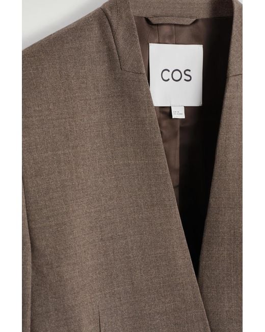 COS Brown Collarless Wool-Blend Blazer