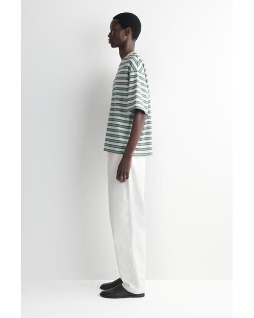 COS Gray Oversized Striped Cotton T-Shirt for men