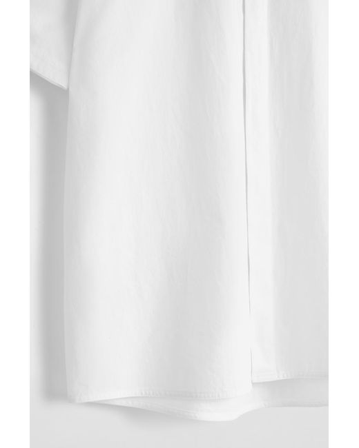 COS White Collarless Pima Cotton Shirt for men