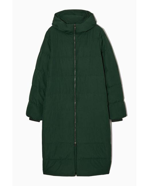 COS Recycleddown Longline Puffer Coat in Green Lyst