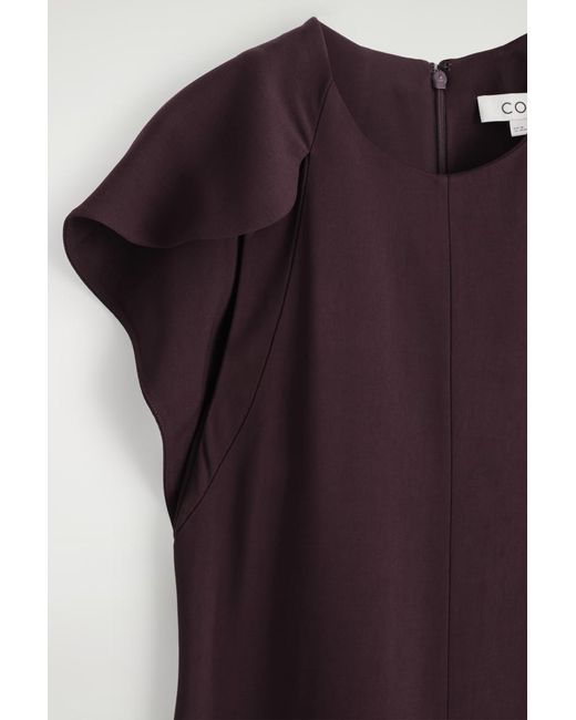 COS Purple Cape-Shoulder Midi Dress