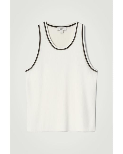 COS White Contrast-Trim Ribbed Tank Top for men