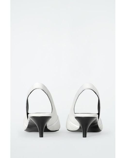 COS White Perforated Leather Slingback Heels
