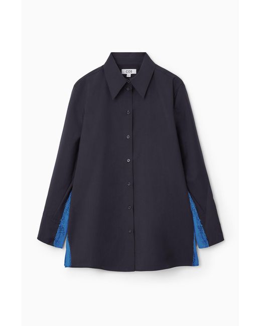 COS Blue Oversized Painted Wool Shirt