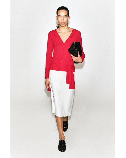 COS Red Jersey Cardigan Top