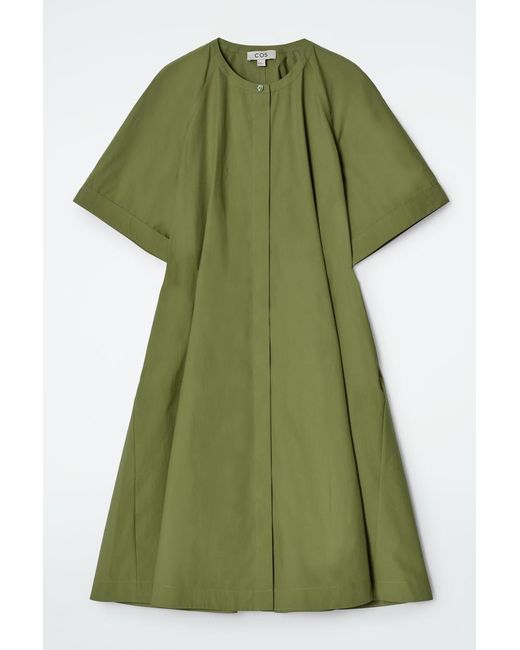 COS Raglan-sleeve Cotton Midi Dress in Green