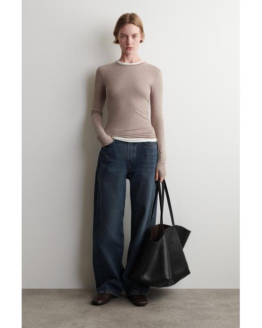 COS Natural Cotton Long-Sleeved Top