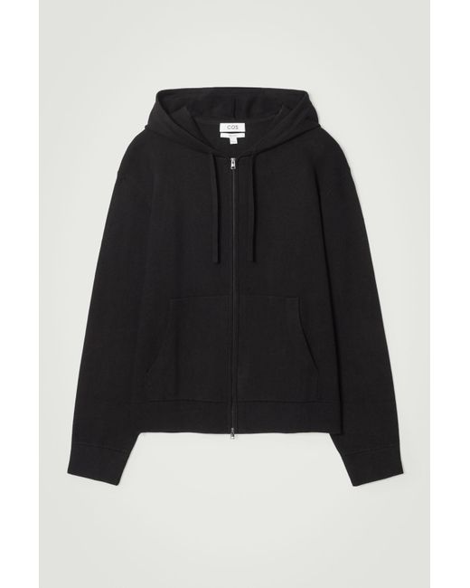 COS Black Knitted Zip-up Hoodie for men