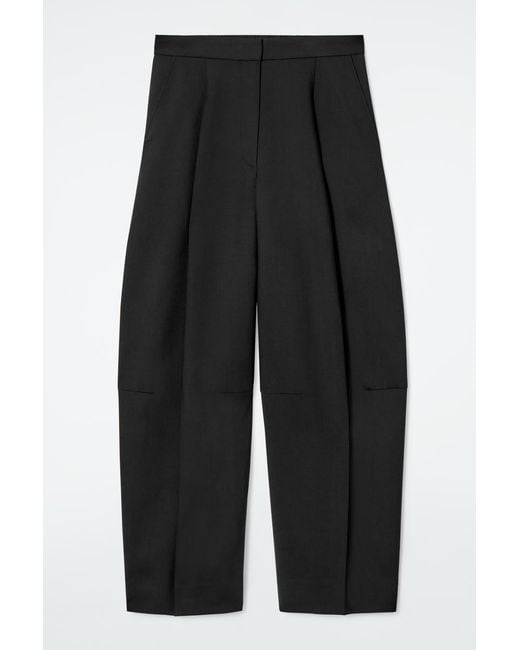 COS Black Wool-Blend Wide-Leg Trousers