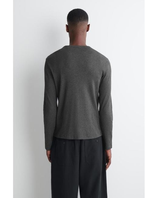 COS Gray Slim Ribbed Cotton Cardigan for men
