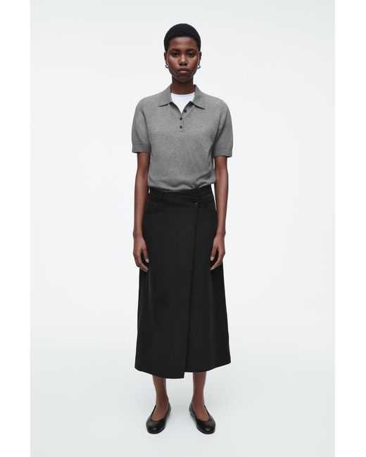 COS White Asymmetrischer, Fliessender Midirock
