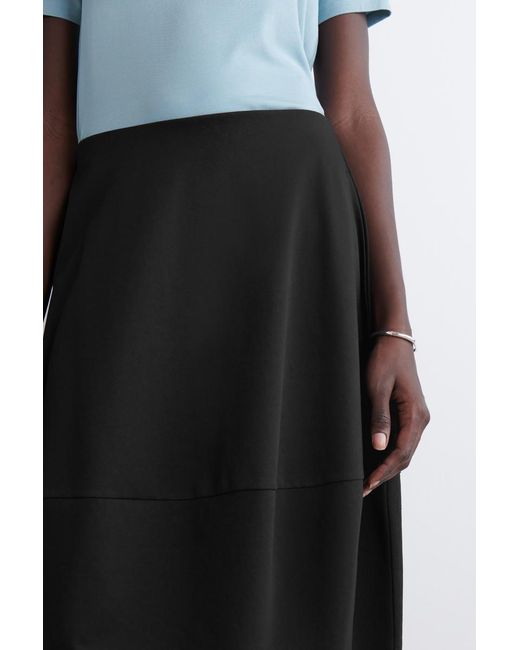 COS Black Rounded Cotton Midi Skirt