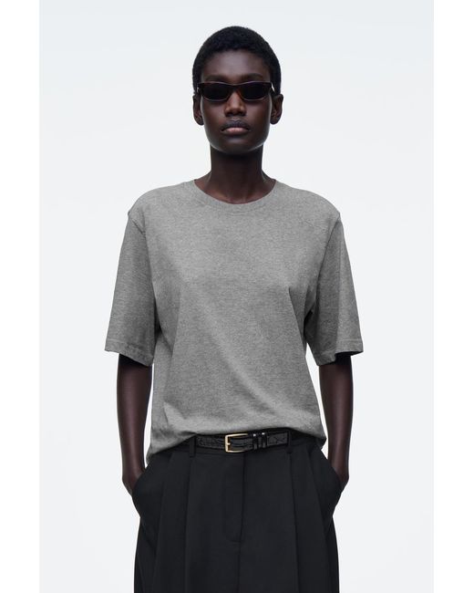 COS Gray Lockeres T-Shirt Aus Baumwolle