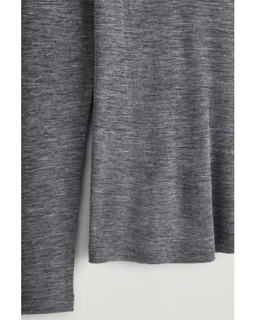 COS Gray Merino Wool Scoop-Neck Top