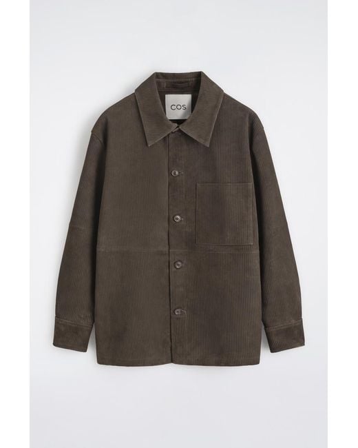COS Brown Corded Suede Overshirt for men