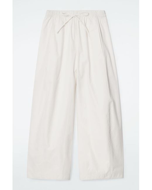 COS White Elasticated Barrel-leg Trousers
