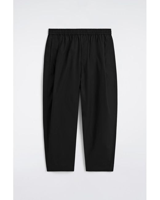 COS Black Cropped Elasticated Relaxed-Fit Wide-Leg Trousers for men