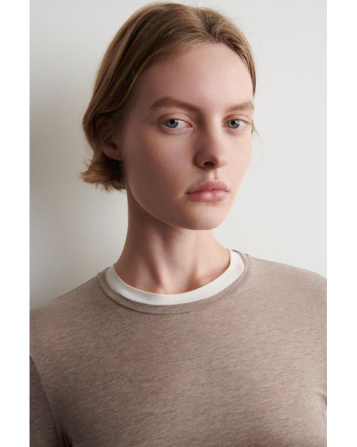 COS Natural Cotton Long-Sleeved Top