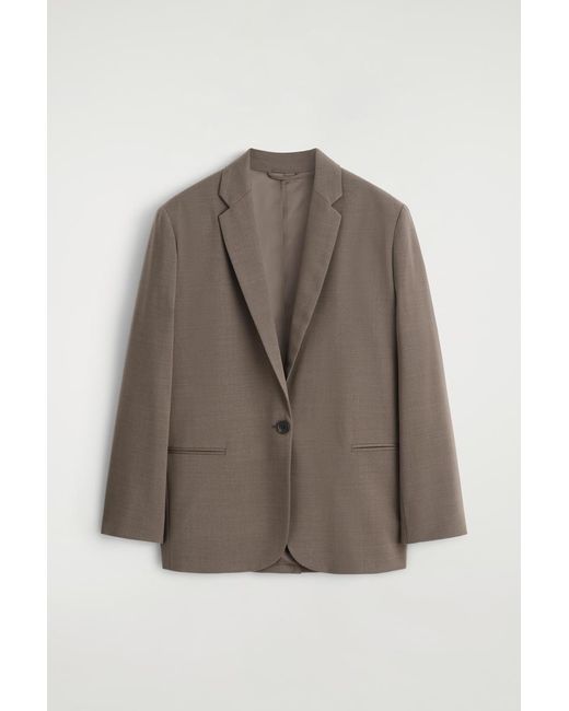 COS Brown Twill Single-Breasted Blazer