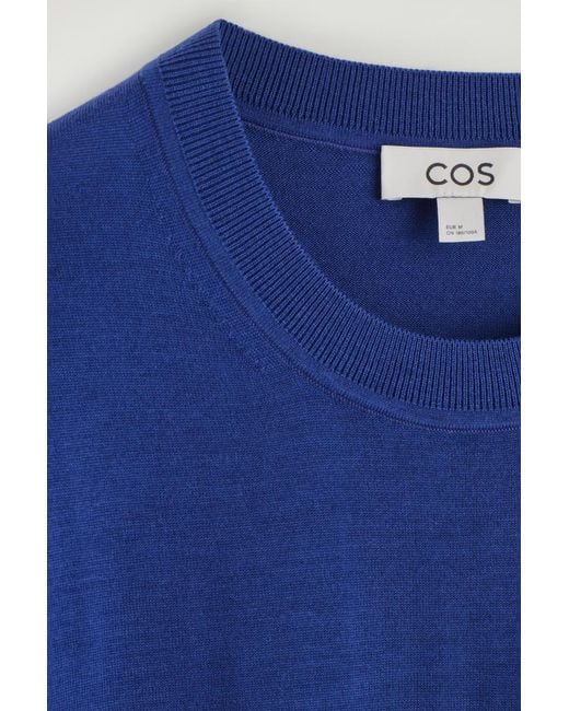 COS Blue Slim Merino Wool Crew-Neck Sweater for men