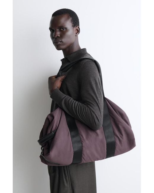COS Brown Leather-Detail Duffle Bag for men