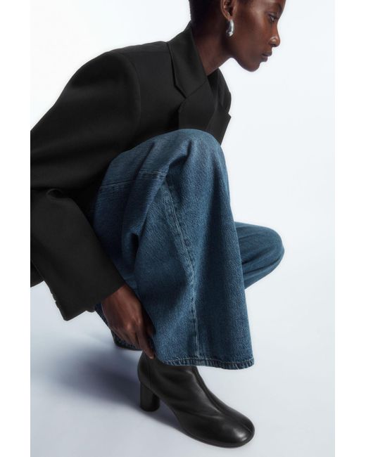 COS Cylinderheel Leather Sock Boots in Black Lyst