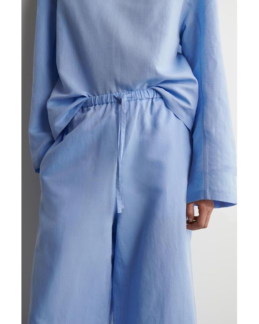 COS Blue Wide-Leg Linen Drawstring Pants