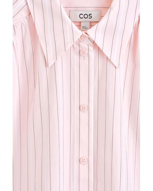 COS Pink Striped Short-Sleeved Cotton Shirt